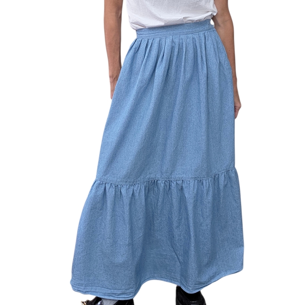 Not For Sale! Vintage 90s Ralph Lauren Country Denim Maxi Skirt Cotton Prairie 6 - Picture 5 of 10